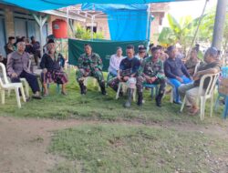 Wujud kepedulian Satgas TMMD Kodim 0421/ Lampung Selatan takziah ke rumah warga yang meninggal dunia