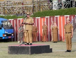 Samsudin Gubernur Lampung Pertama Kali Menjadi Pembina Apel di Lingkungan Pemerintah Provinsi Lampung