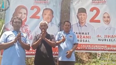 Tim Bela Budaya Ganti Banner Nanda -Anton Yang Dirusak OTK di Kecamatan Teluk Pandan