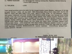 Wakil Sekretaris IWO Lampung Jadi Korban Pencurian Motor, Kerugian Ditaksir Rp13 Juta