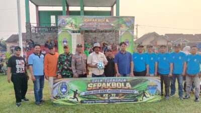 Ketum Bela Budaya Hadiri Open Turnamen Sepak Bola HUT ke-72 Desa Pugung Raharjo